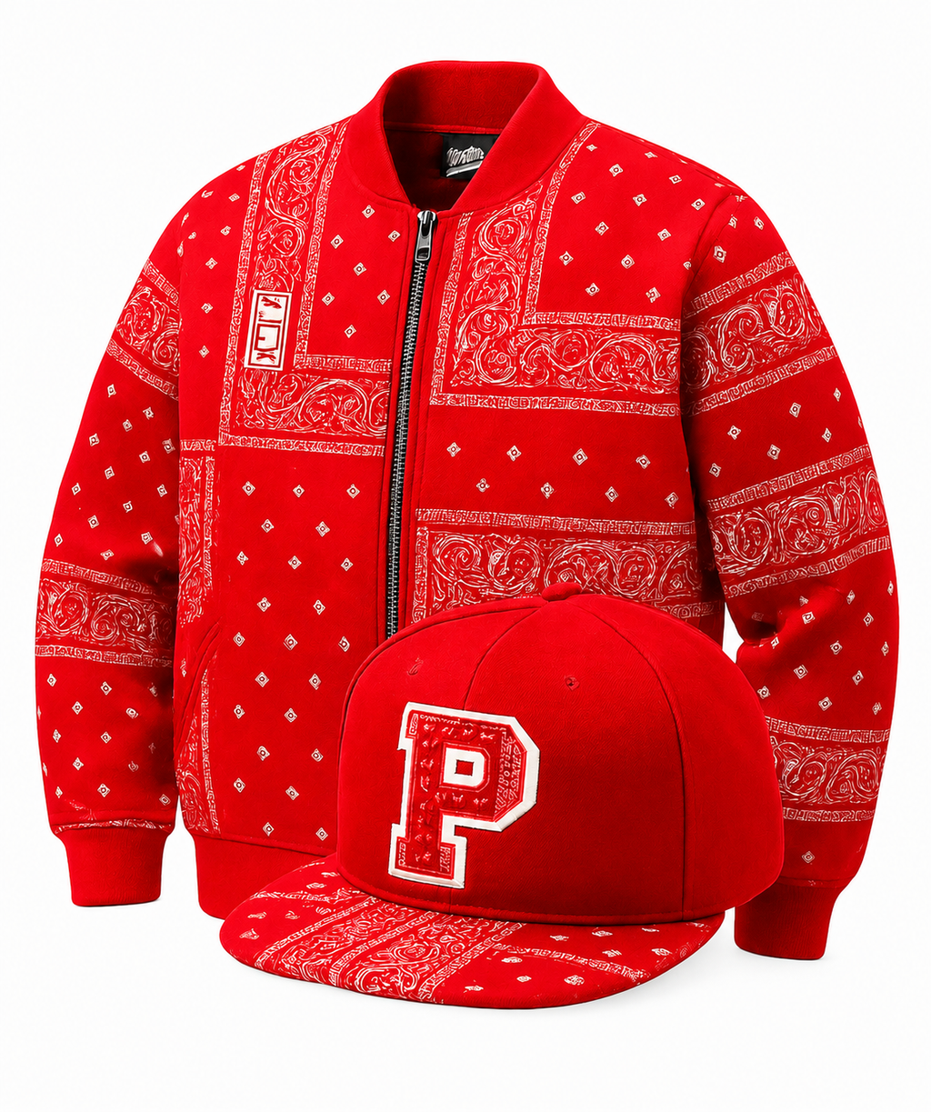 PIRU Heritage Paisley Bomber Jacket – Burgundy Edition