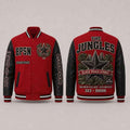 Black Peace Stones Varsity Jacket – Red & Black Heavyweight Streetwear