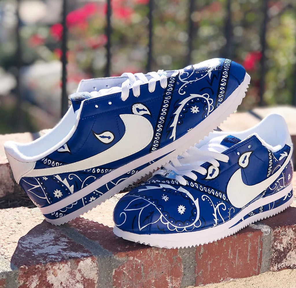 Paisley Custom Low-Top Sneakers – Hand-Painted Bandana Streetwear Shoes