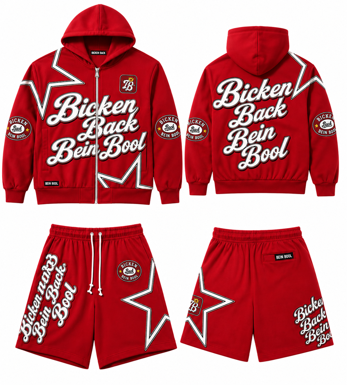 Bicken Back Bein Bool Red Tracksuit Set