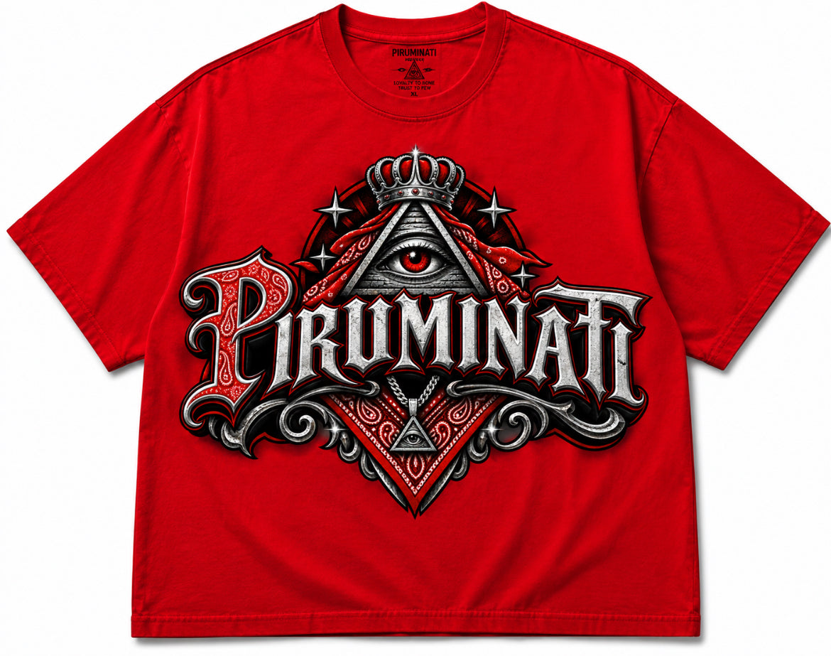 PIRUMINATI — Red Crown Edition Heavyweight Streetwear T-Shirt