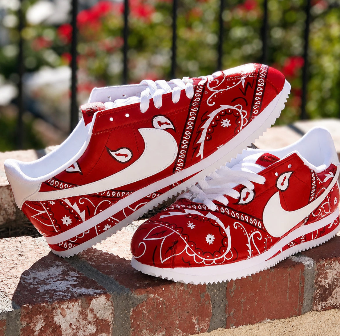 Paisley Custom Low-Top Sneakers – Hand-Painted Bandana Streetwear Shoes