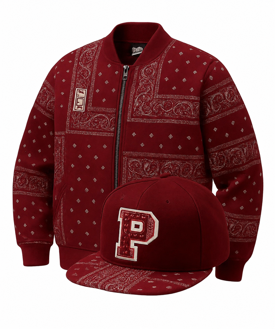 PIRU Heritage Paisley Bomber Jacket – Burgundy Edition