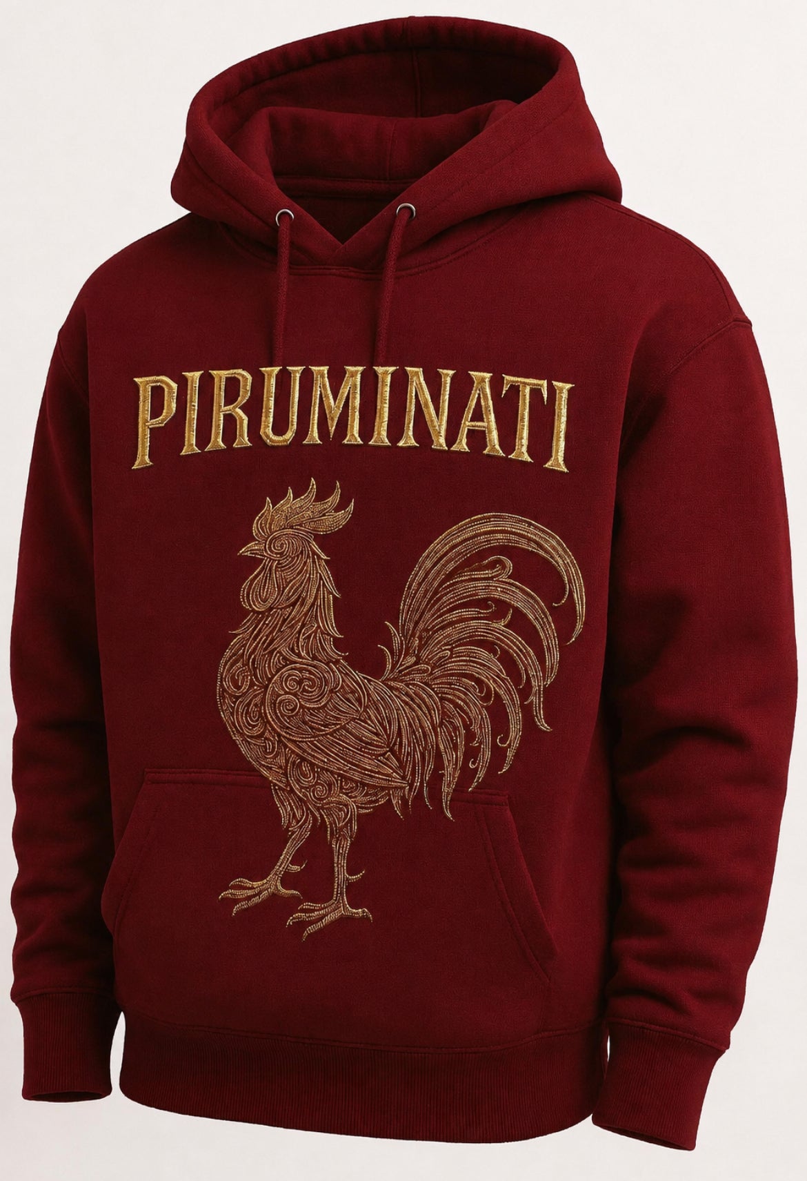 PIRUMINATI™ Heritage Rooster Hoodie – Burgundy & Gold Edition