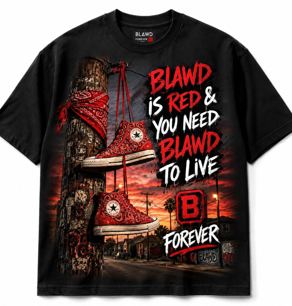 Blawd Is Red & You Need Blawd To Live Graphic Oversized T-Shirt – Urban Streetwear Tee