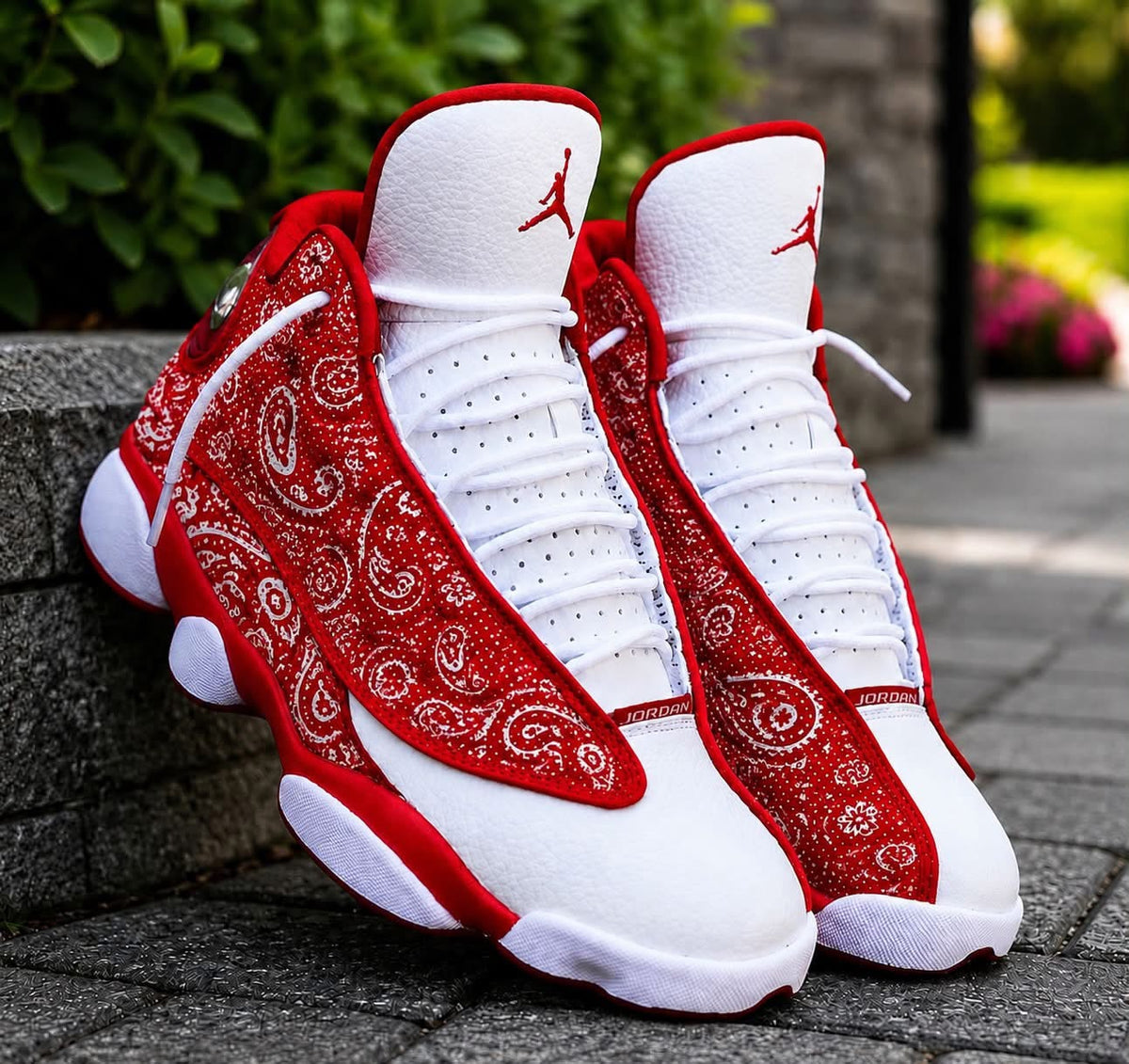 Air Jordan 13 “Red Paisley” Custom | Premium Red & White Streetwear Sneakers