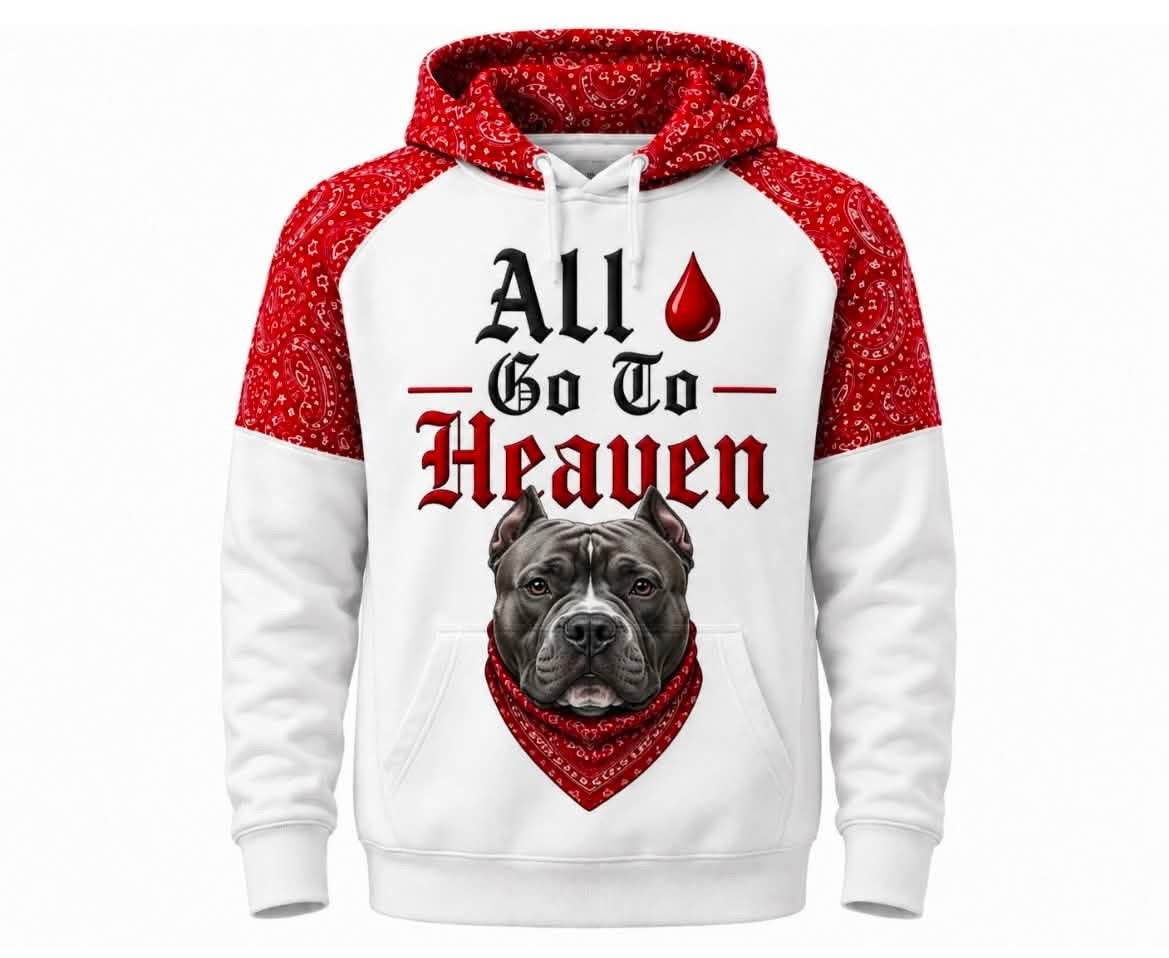 All 🩸 Go To Heaven American Bully Hoodie | Red Paisley Streetwear Pullover